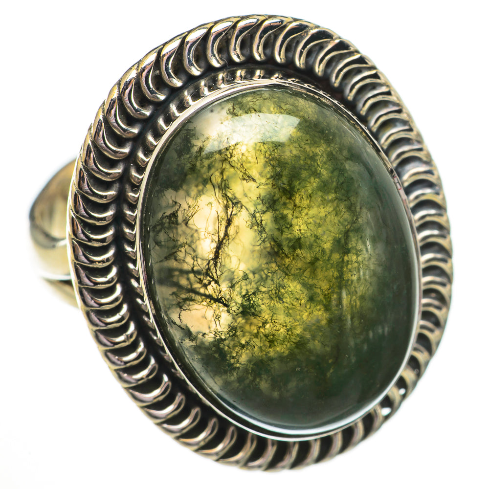 Green Moss Agate Rings handcrafted by Anasilvercos - RING70656