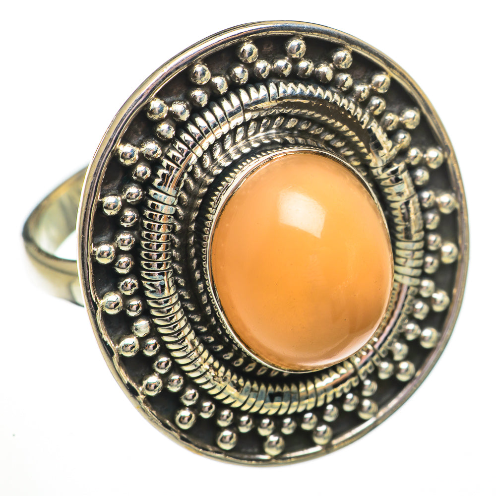 Peach Moonstone Rings handcrafted by Anasilvercos - RING70666