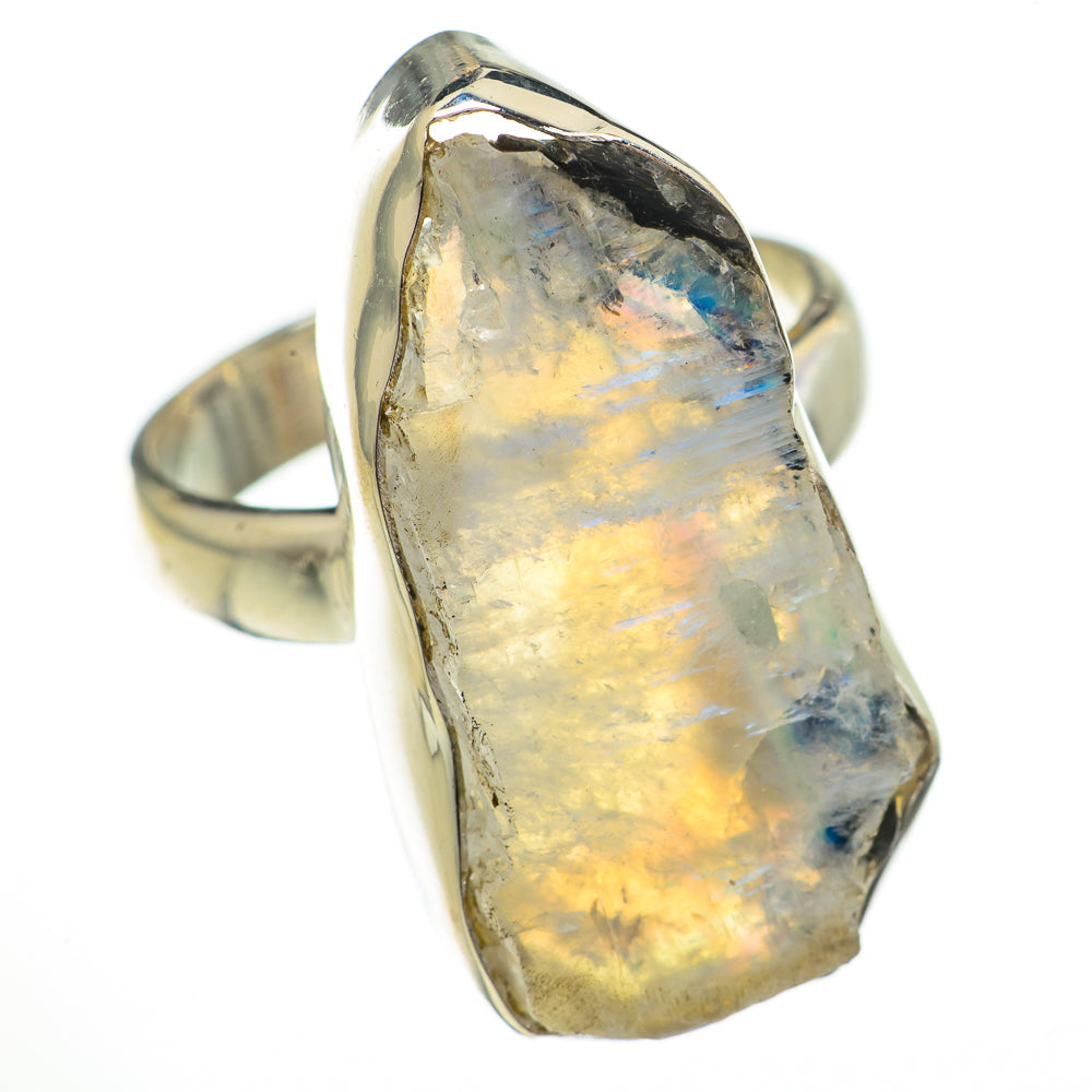 Rainbow Moonstone Rings handcrafted by Anasilvercos - RING70681