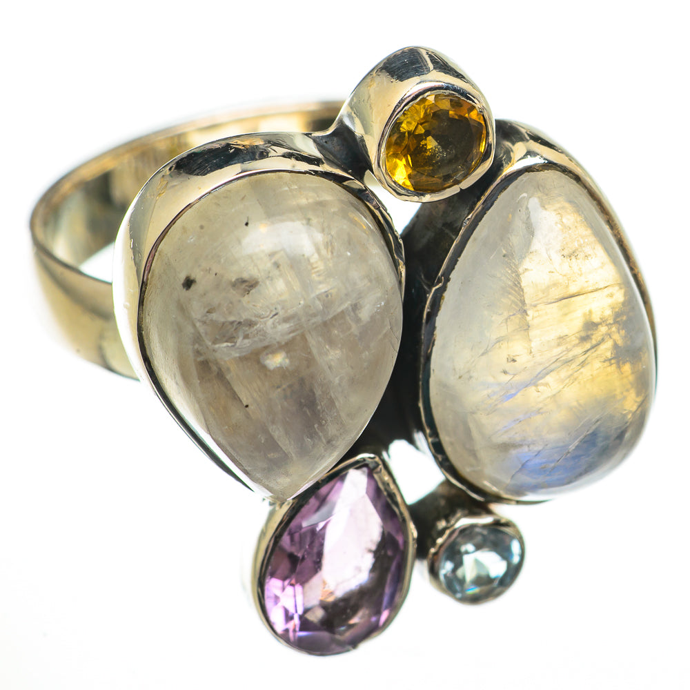 Rainbow Moonstone Rings handcrafted by Anasilvercos - RING70752