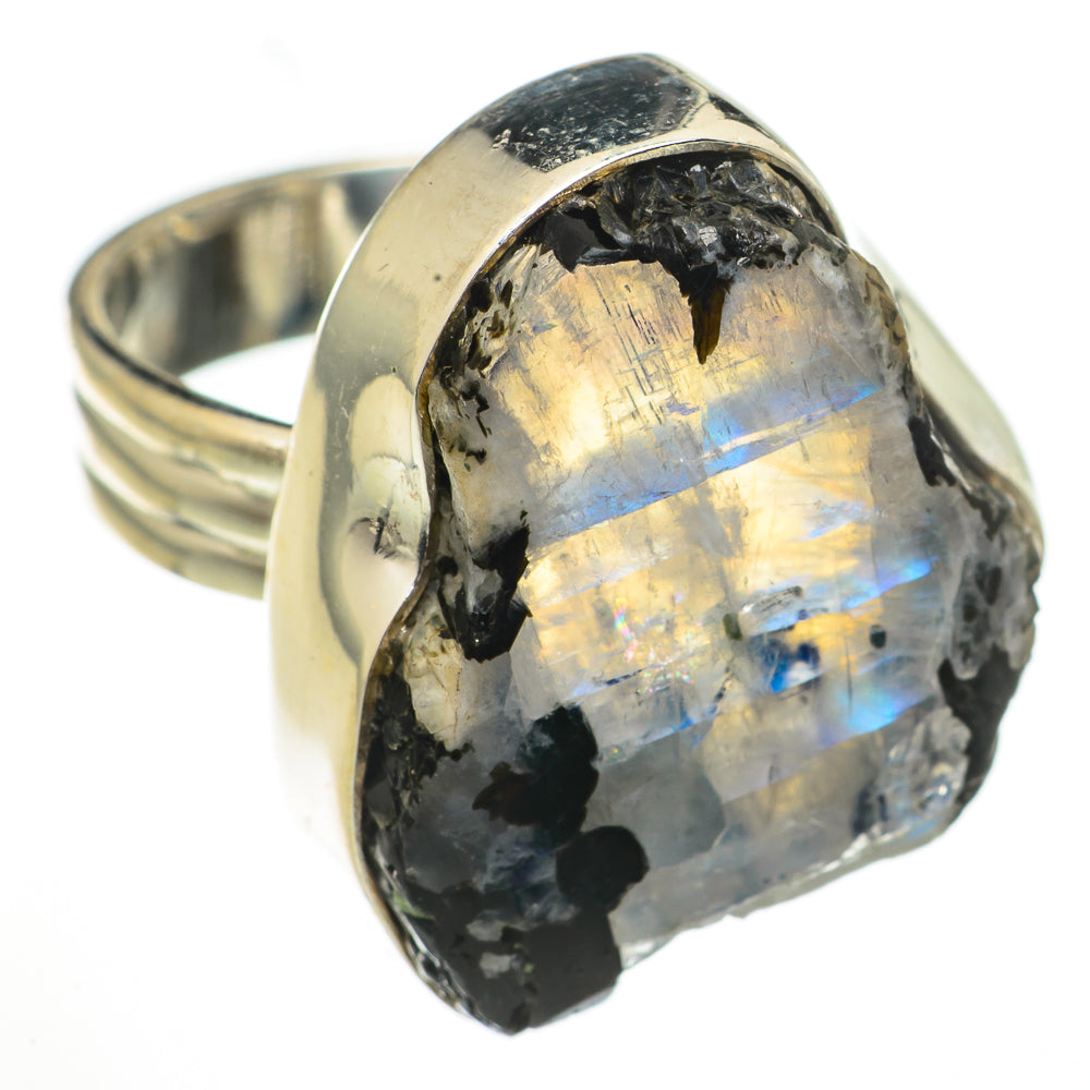 Rainbow Moonstone Rings handcrafted by Anasilvercos - RING70754
