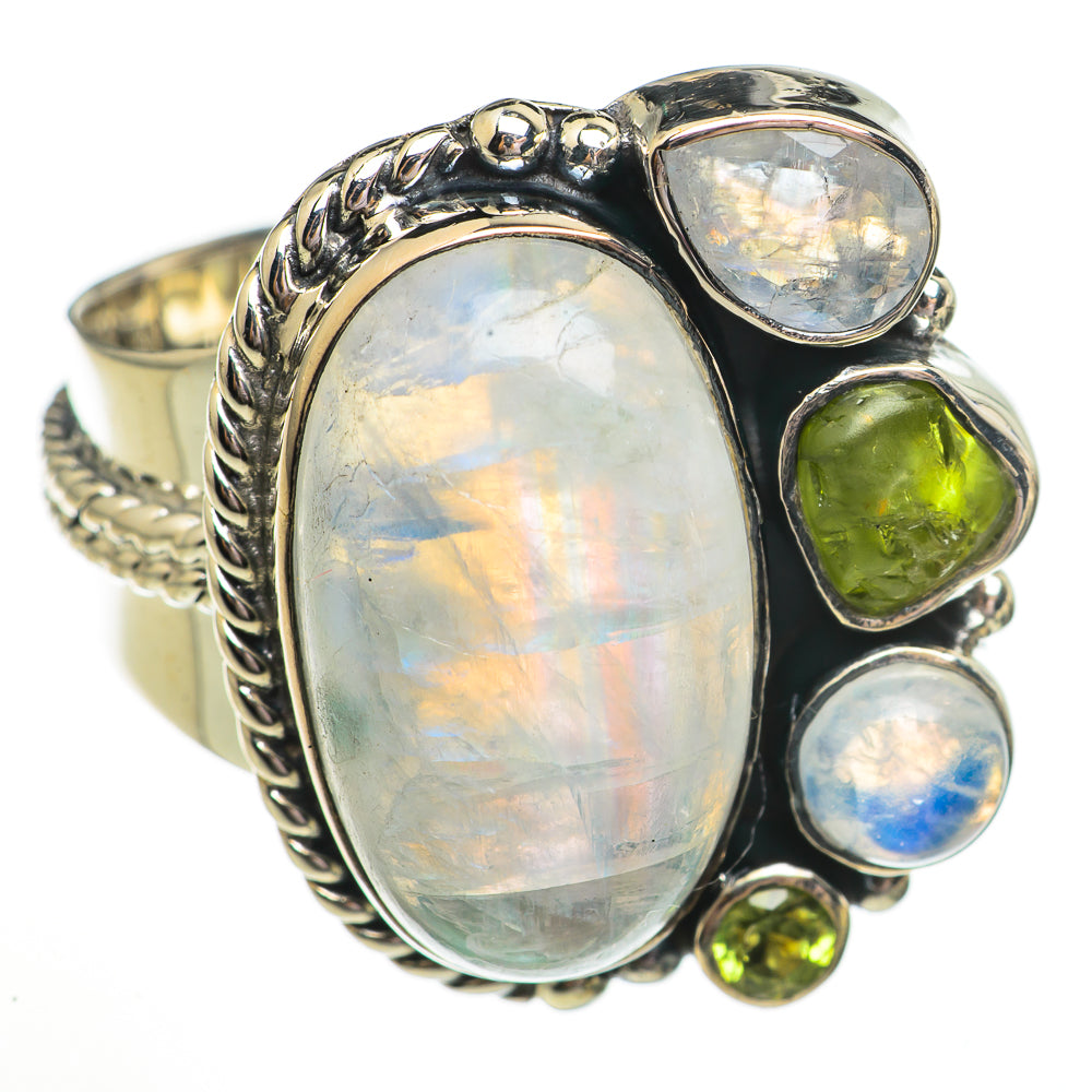 Rainbow Moonstone Rings handcrafted by Anasilvercos - RING70844