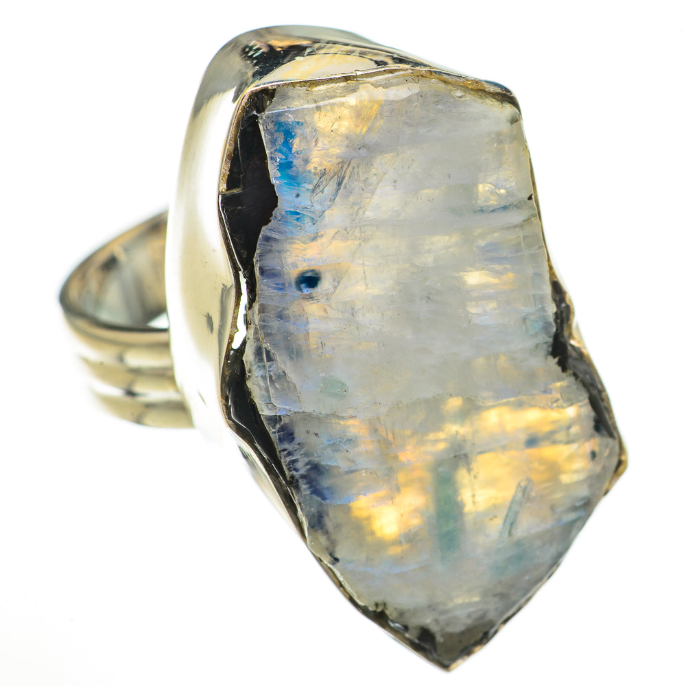 Rainbow Moonstone Rings handcrafted by Anasilvercos - RING70878