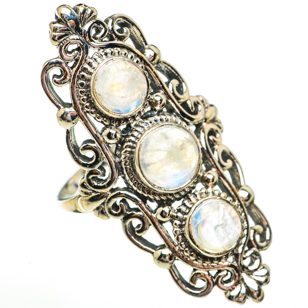 Rainbow Moonstone Rings handcrafted by Anasilvercos - RING70880