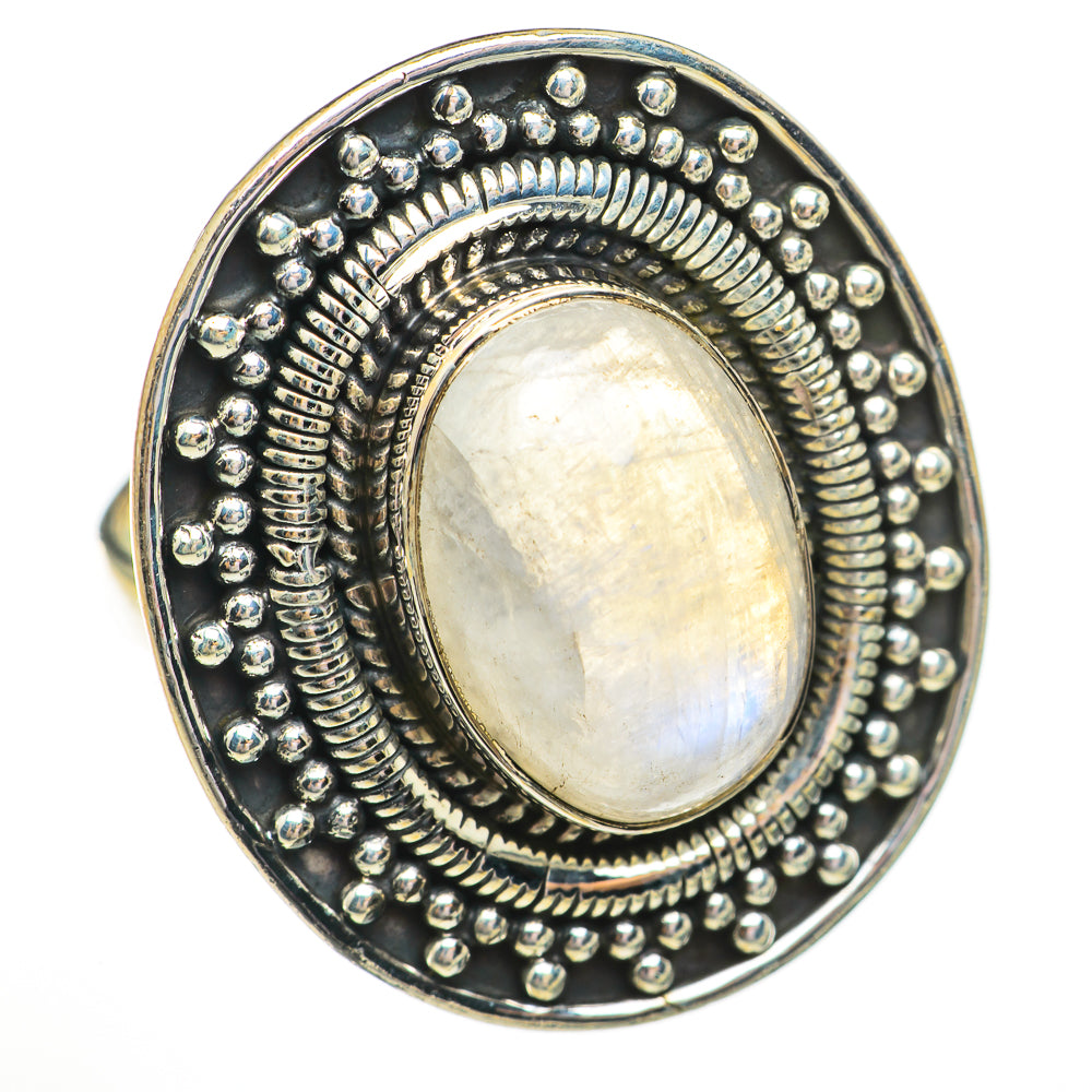Rainbow Moonstone Rings handcrafted by Anasilvercos - RING70881