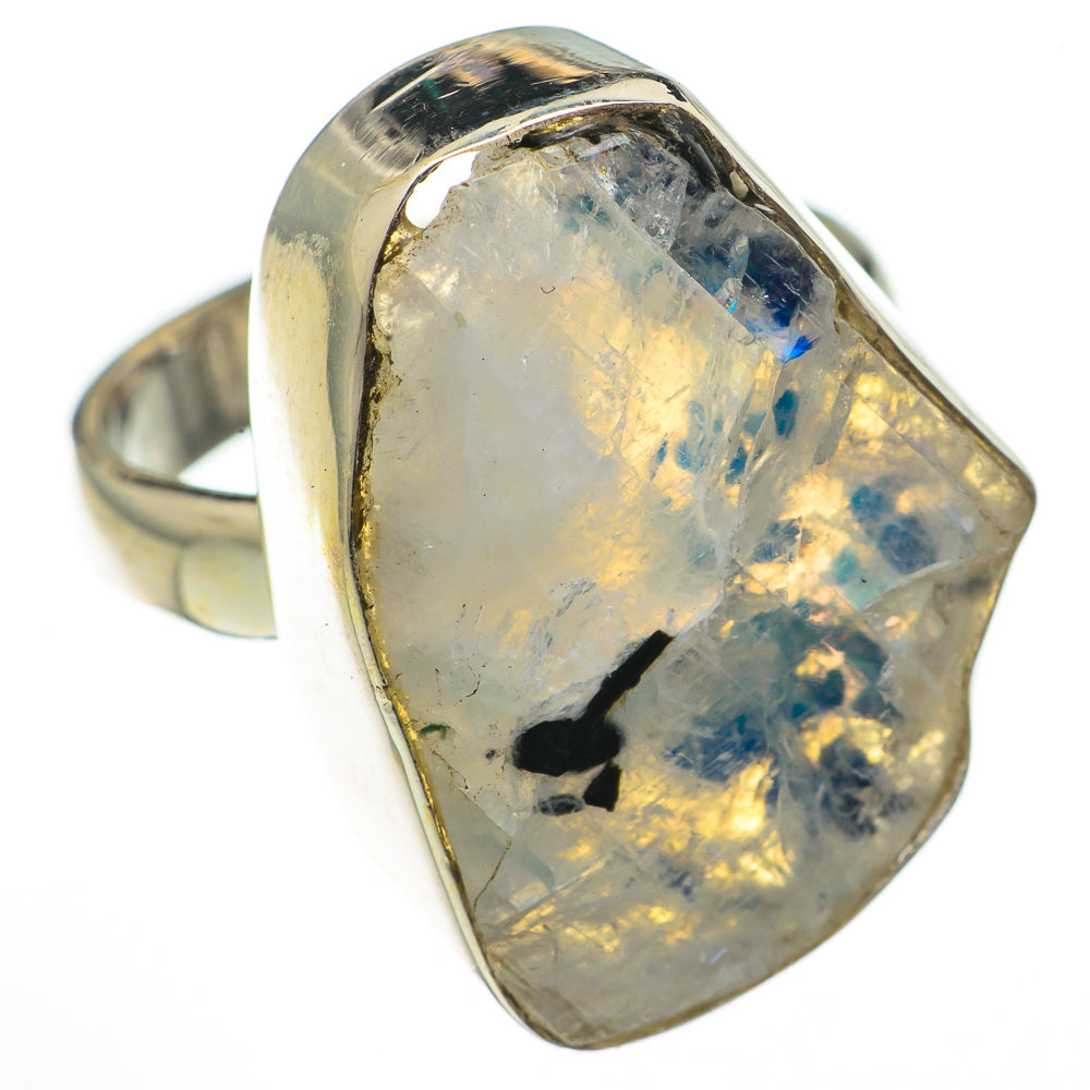 Rainbow Moonstone Rings handcrafted by Anasilvercos - RING70917