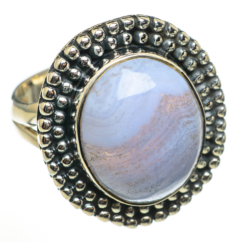 Blue Lace Agate Rings handcrafted by Anasilvercos - RING70921