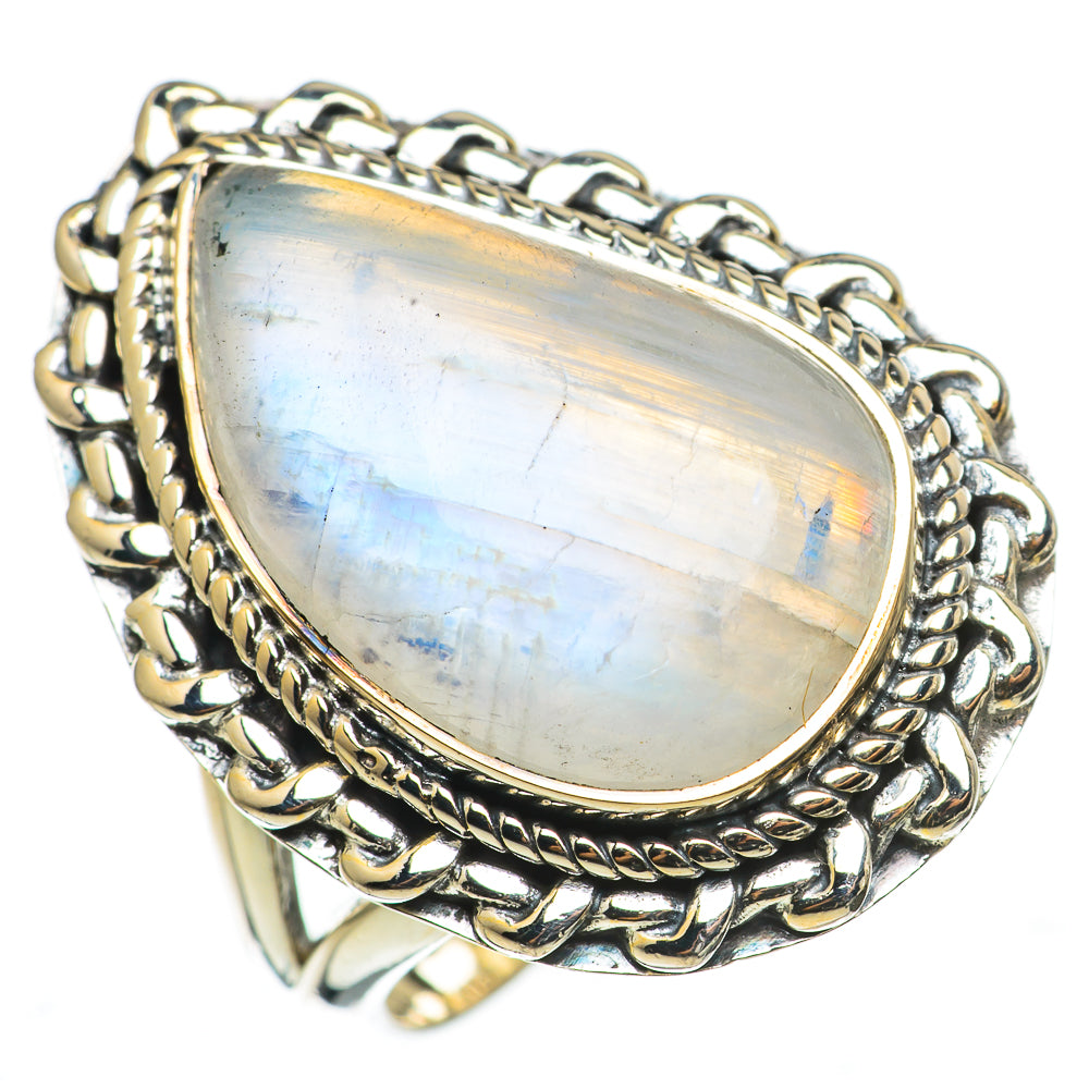 Rainbow Moonstone Rings handcrafted by Anasilvercos - RING70960