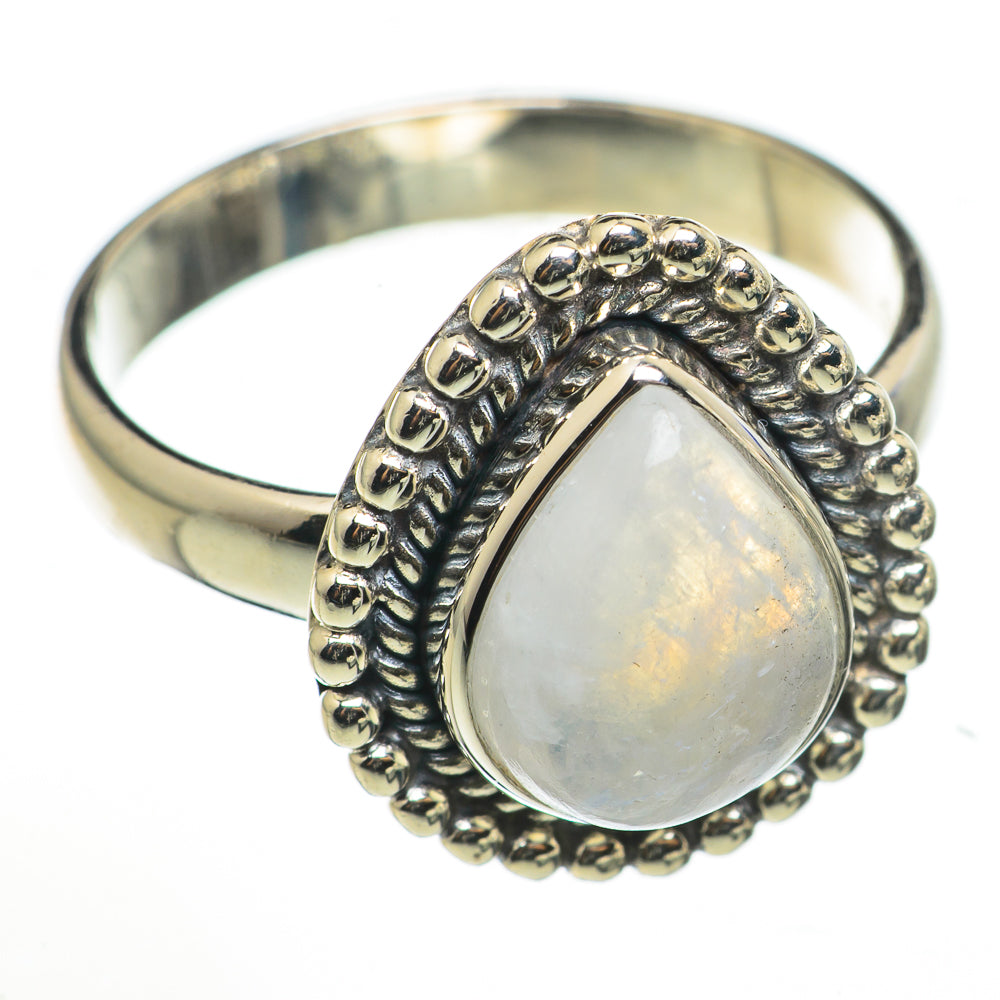 Rainbow Moonstone Rings handcrafted by Anasilvercos - RING70962
