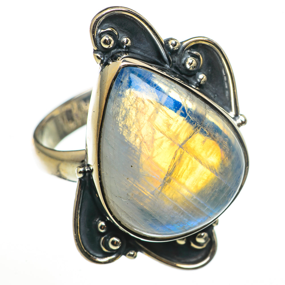 Rainbow Moonstone Rings handcrafted by Anasilvercos - RING71000