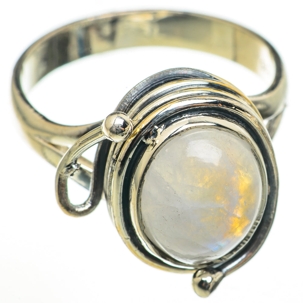 Rainbow Moonstone Rings handcrafted by Anasilvercos - RING71032