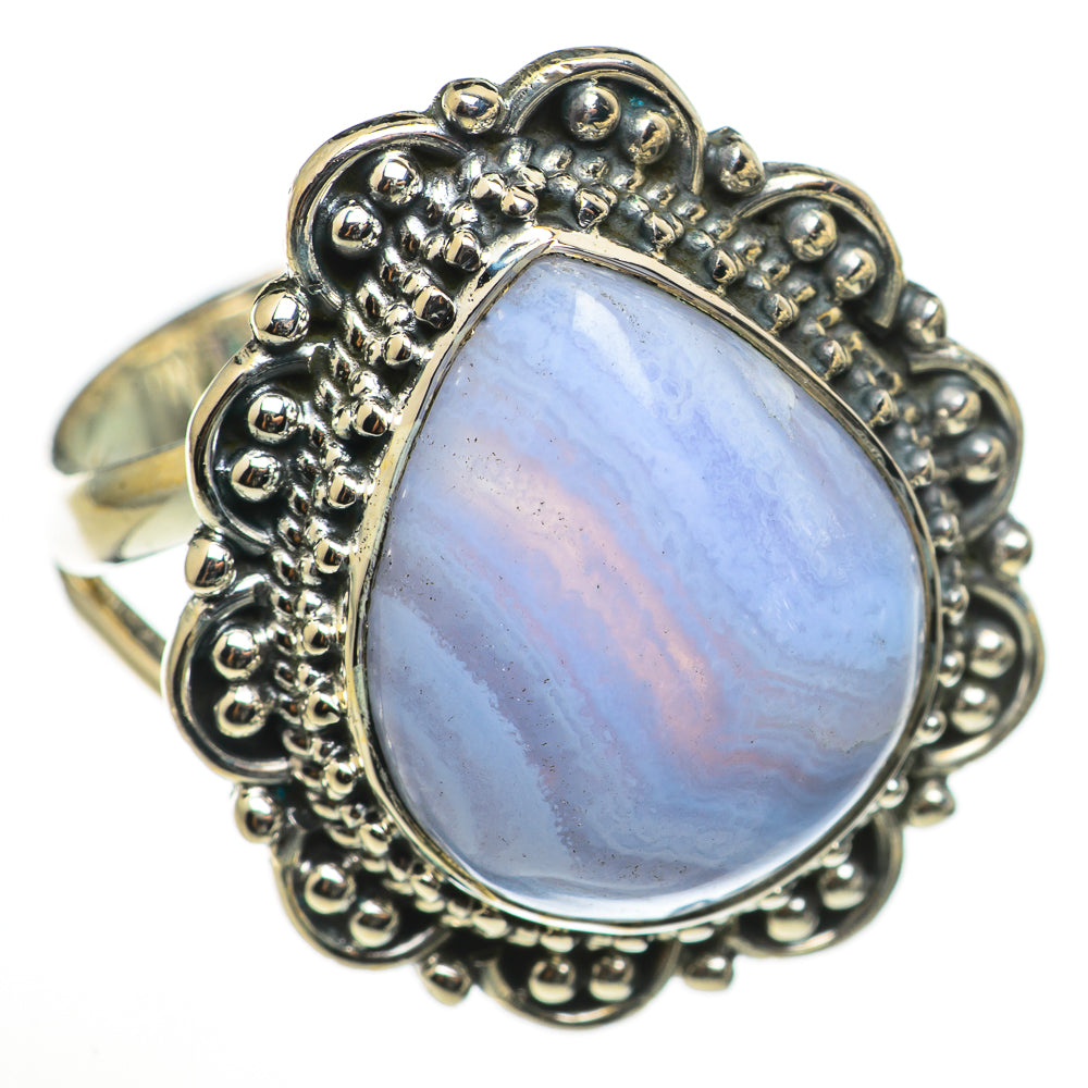 Blue Lace Agate Rings handcrafted by Anasilvercos - RING71071
