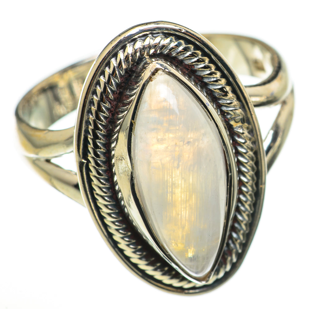 Rainbow Moonstone Rings handcrafted by Anasilvercos - RING71072