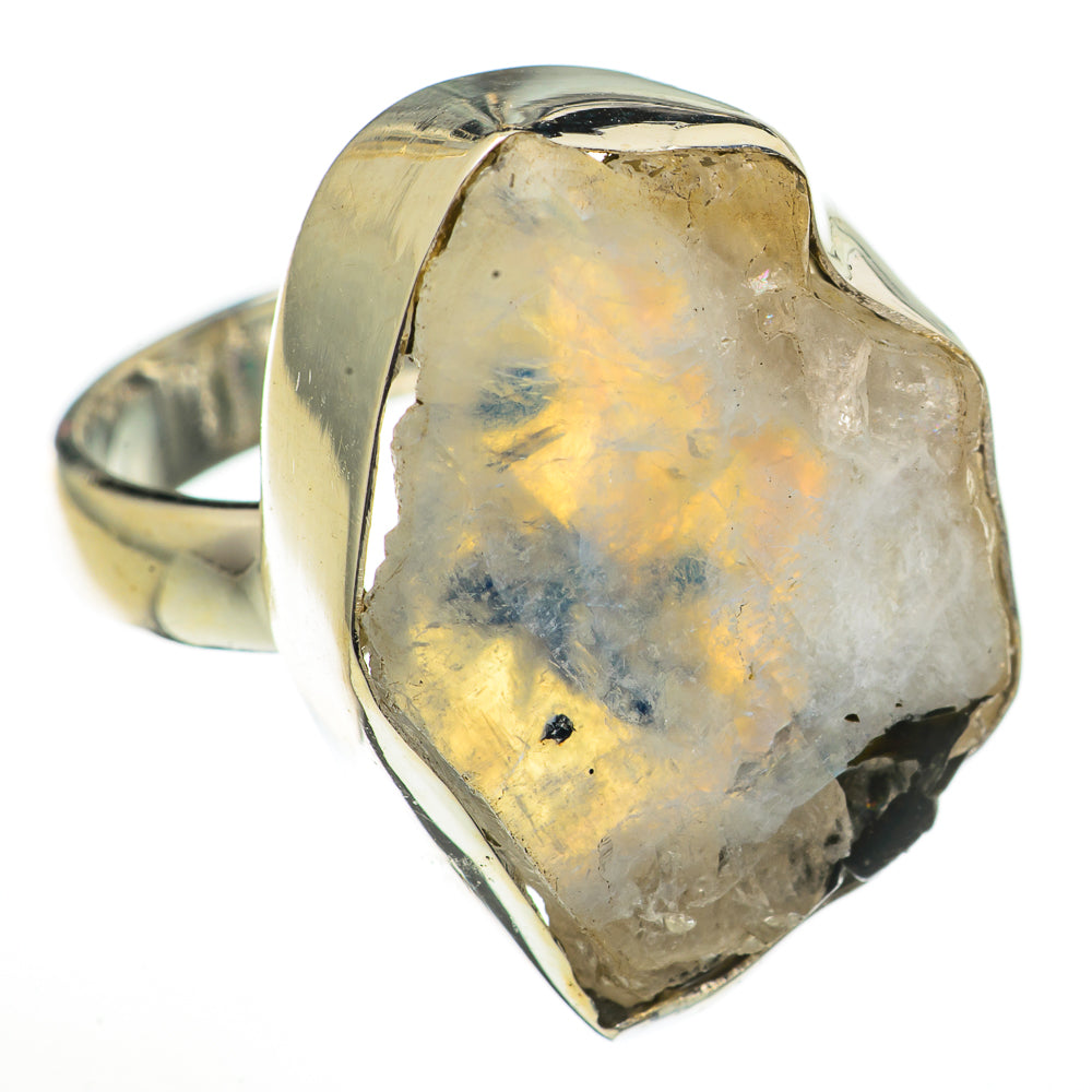 Rainbow Moonstone Rings handcrafted by Anasilvercos - RING71073
