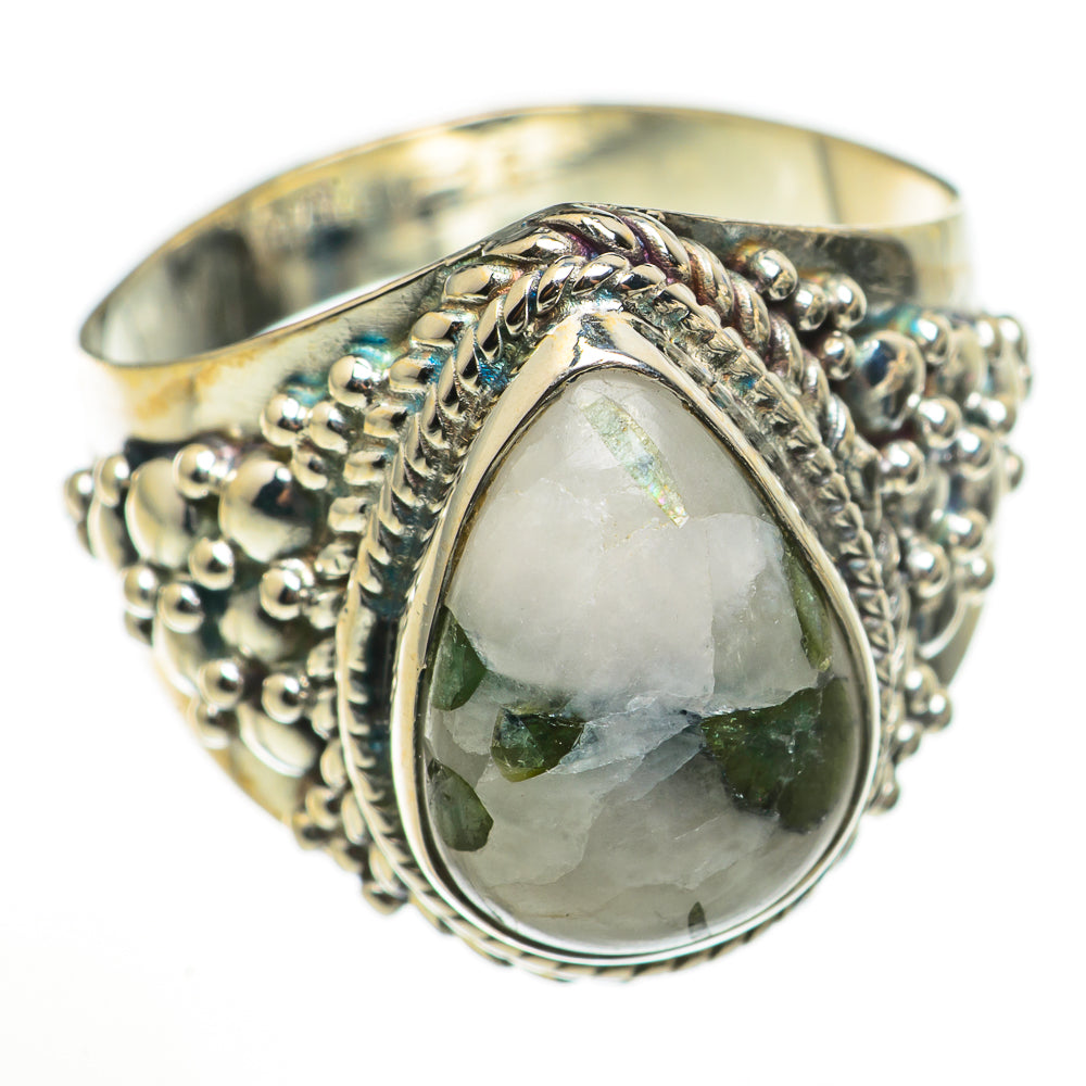 Green Tourmaline in Quartz Rings handcrafted by Anasilvercos - RING71107