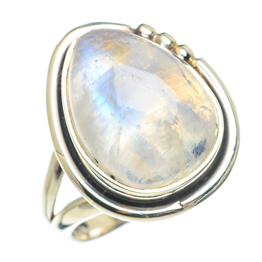 Rainbow Moonstone Rings handcrafted by Anasilvercos - RING71142