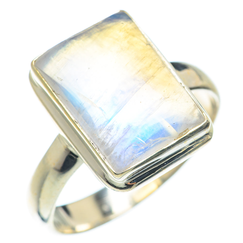 Rainbow Moonstone Rings handcrafted by Anasilvercos - RING71144