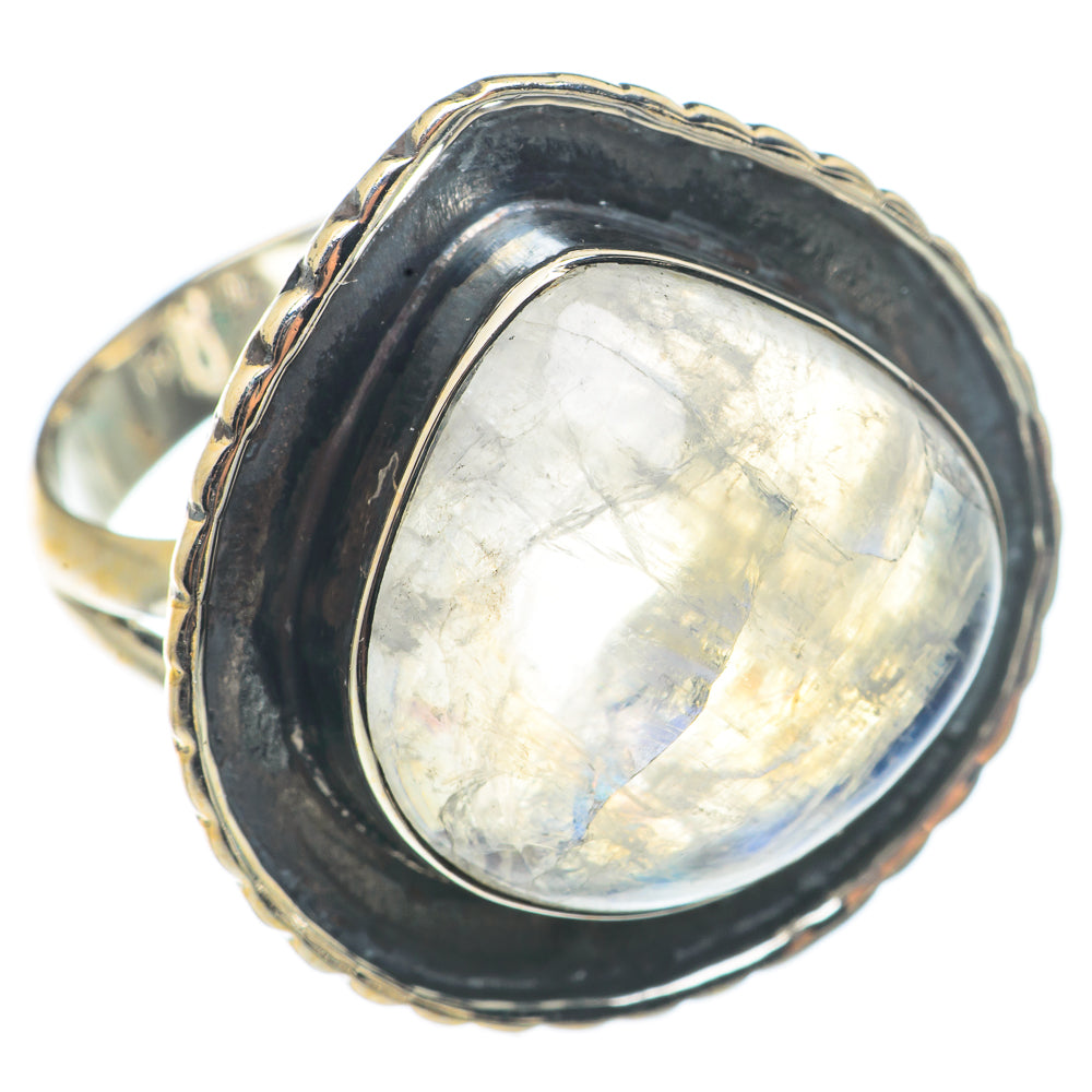 Rainbow Moonstone Rings handcrafted by Anasilvercos - RING71145
