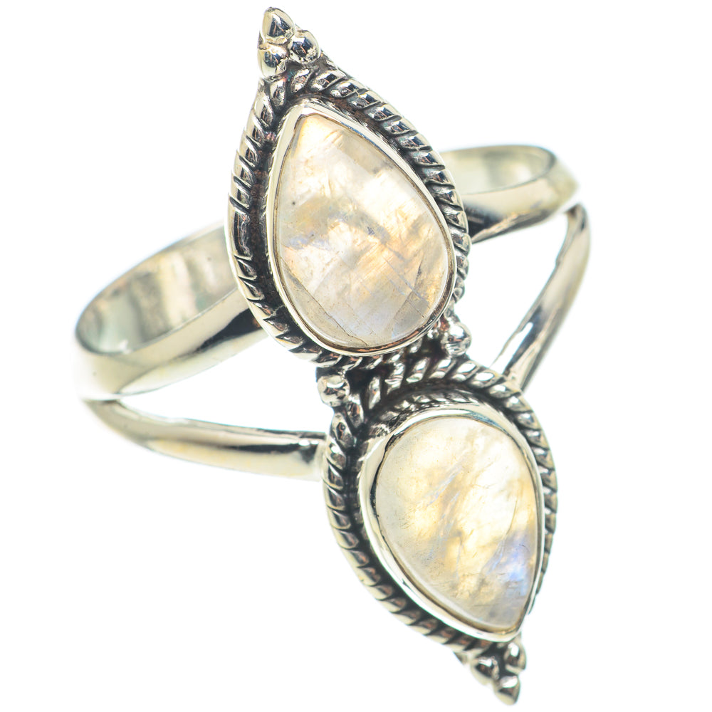 Rainbow Moonstone Rings handcrafted by Anasilvercos - RING71178