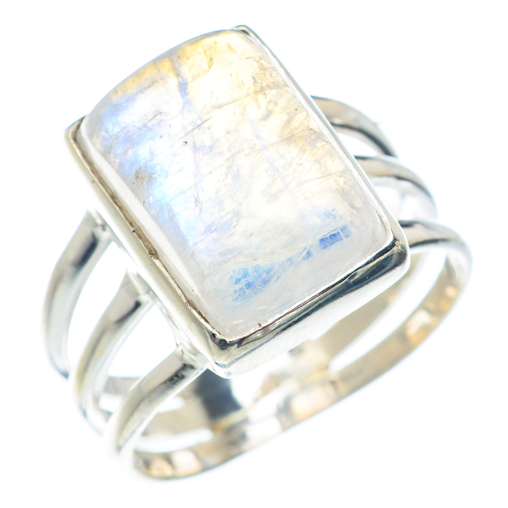Rainbow Moonstone Rings handcrafted by Anasilvercos - RING71217
