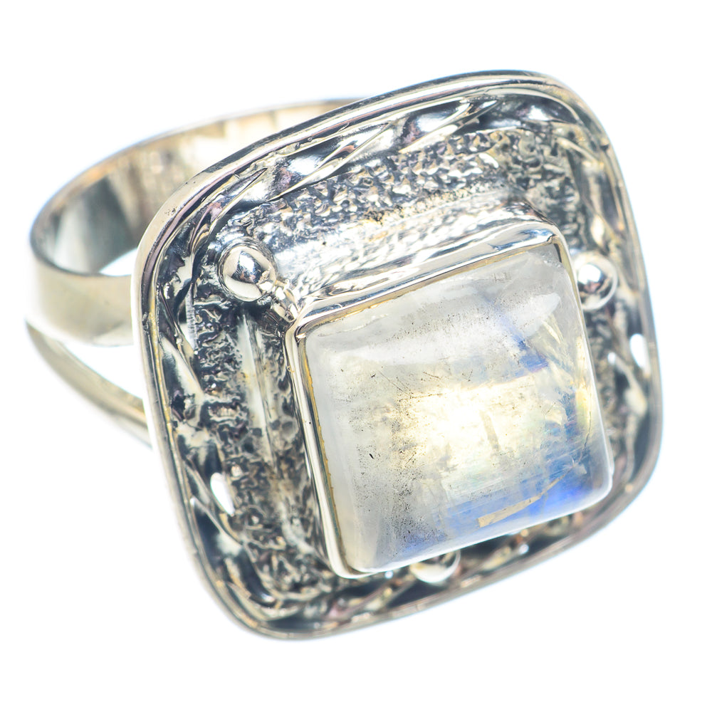 Rainbow Moonstone Rings handcrafted by Anasilvercos - RING71255