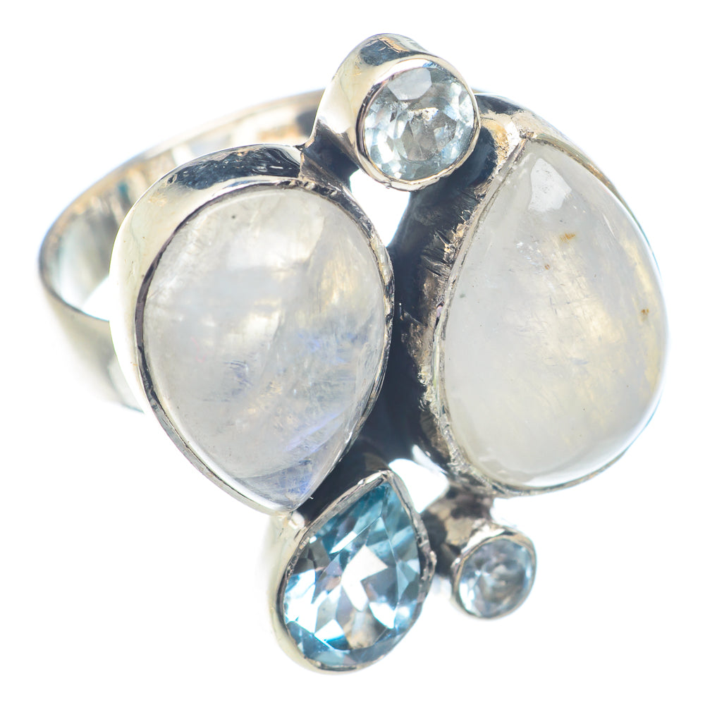 Rainbow Moonstone Rings handcrafted by Anasilvercos - RING71256