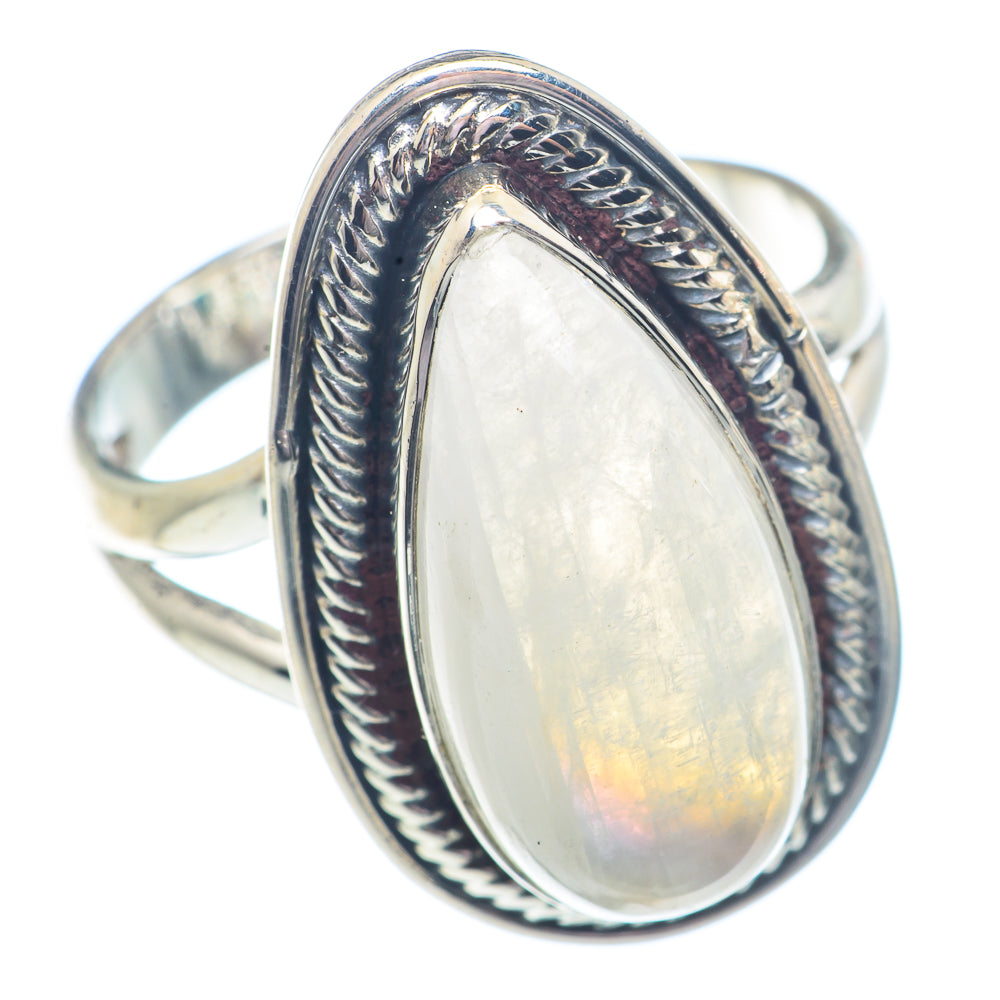 Rainbow Moonstone Rings handcrafted by Anasilvercos - RING71259