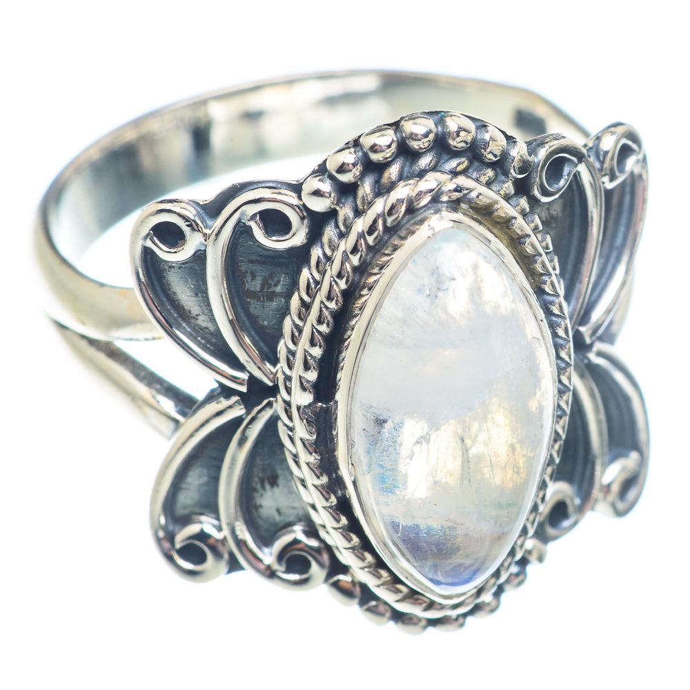 Rainbow Moonstone Rings handcrafted by Anasilvercos - RING71295