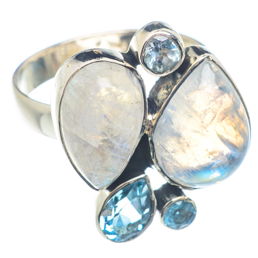 Rainbow Moonstone Rings handcrafted by Anasilvercos - RING71331