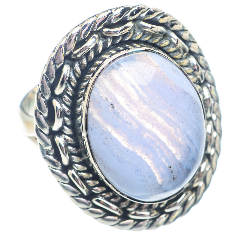 Blue Lace Agate Rings handcrafted by Anasilvercos - RING71364
