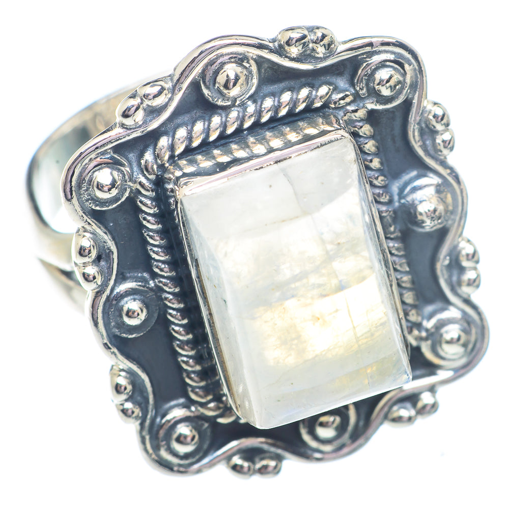 Rainbow Moonstone Rings handcrafted by Anasilvercos - RING71365