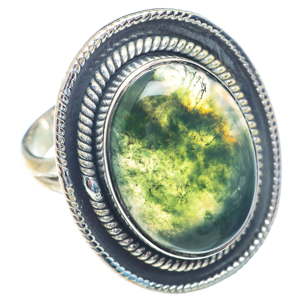 Green Moss Agate Rings handcrafted by Anasilvercos - RING71386