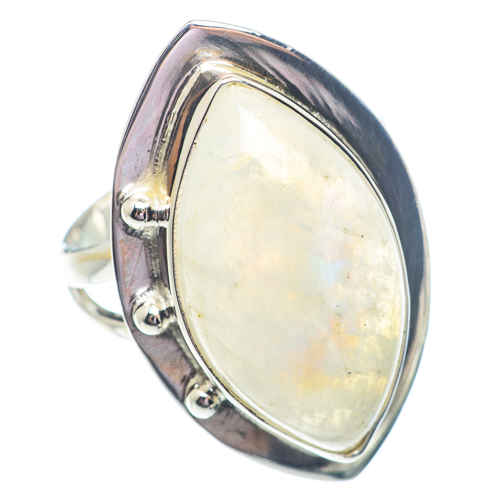 Rainbow Moonstone Rings handcrafted by Anasilvercos - RING71407