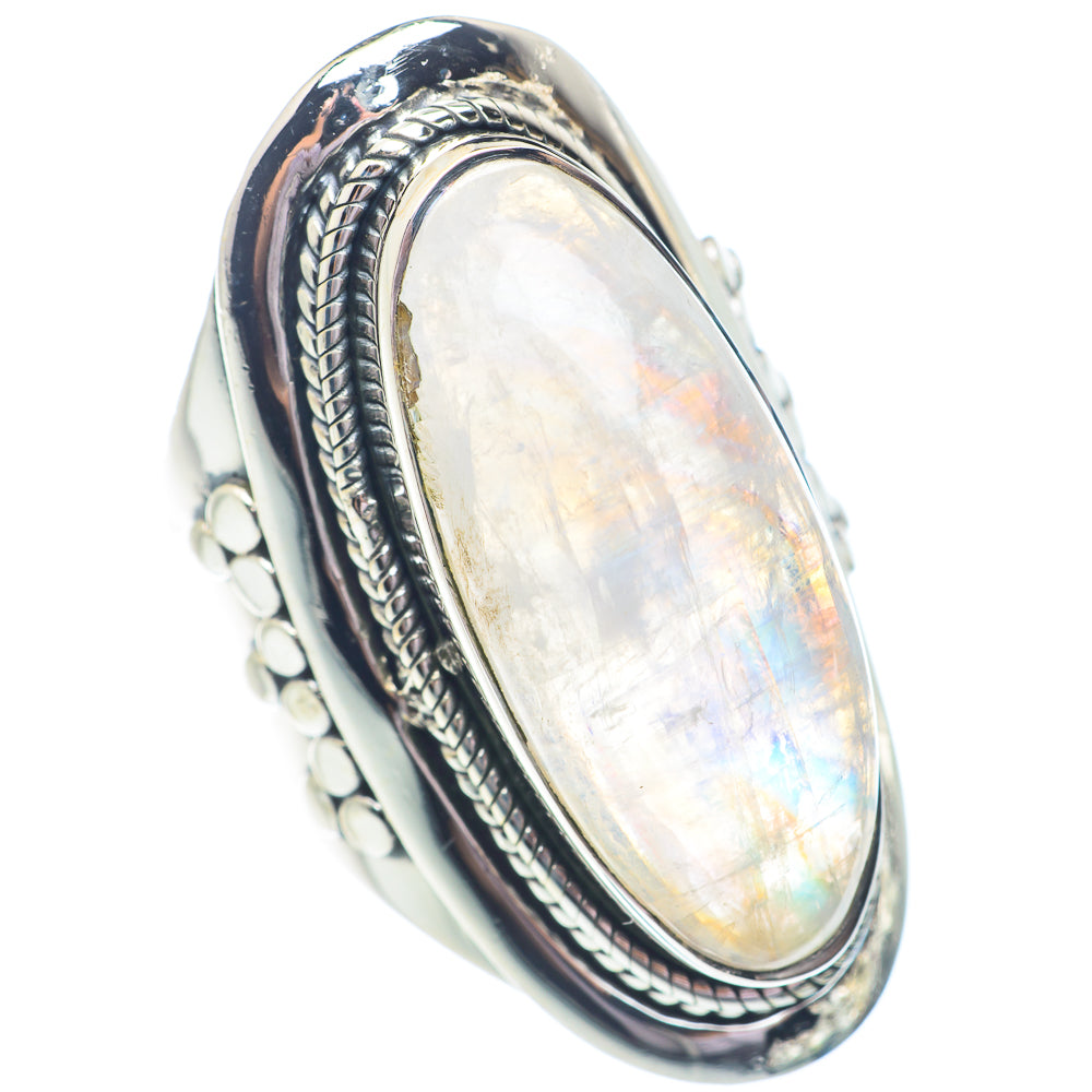 Rainbow Moonstone Rings handcrafted by Anasilvercos - RING71408