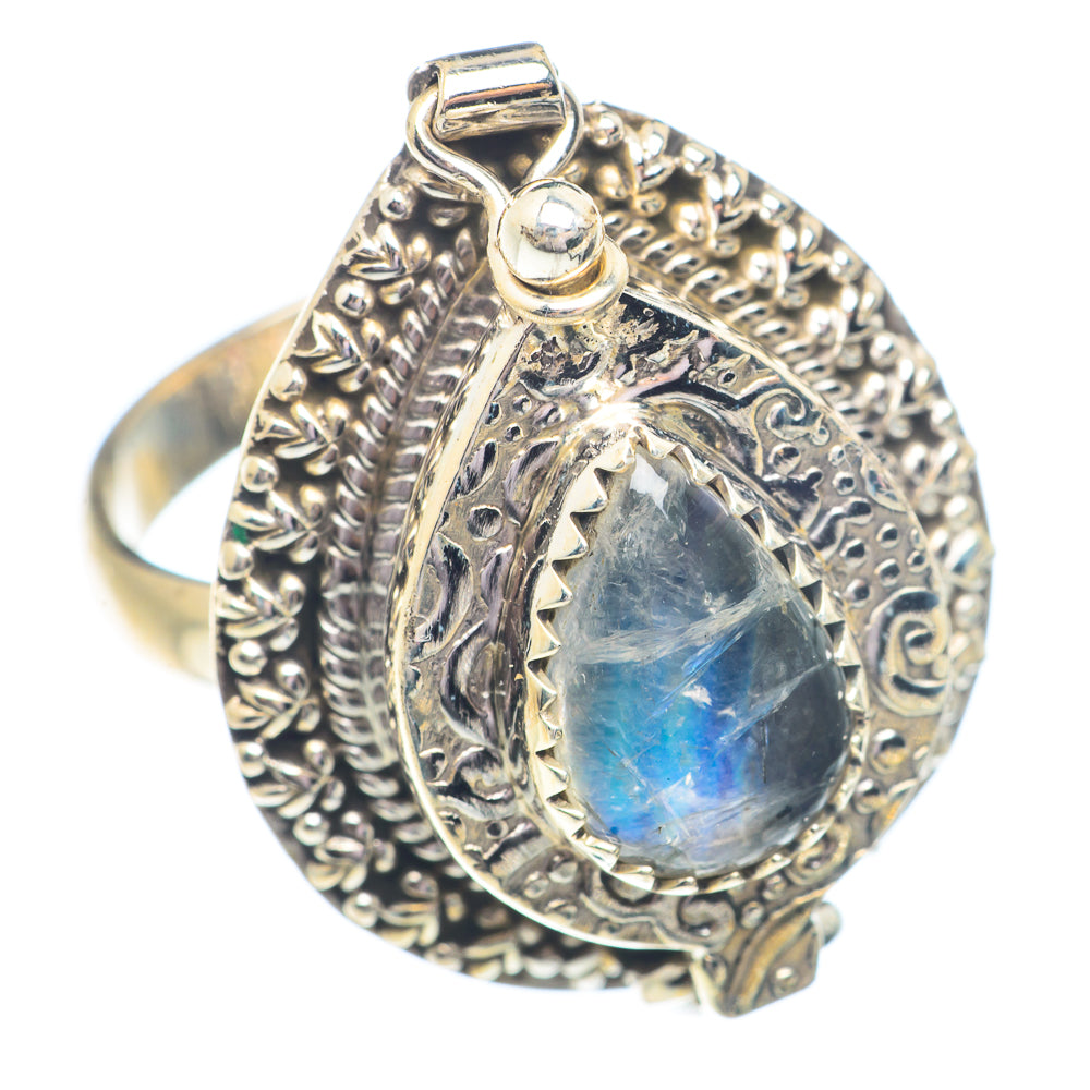 Rainbow Moonstone Rings handcrafted by Anasilvercos - RING71411