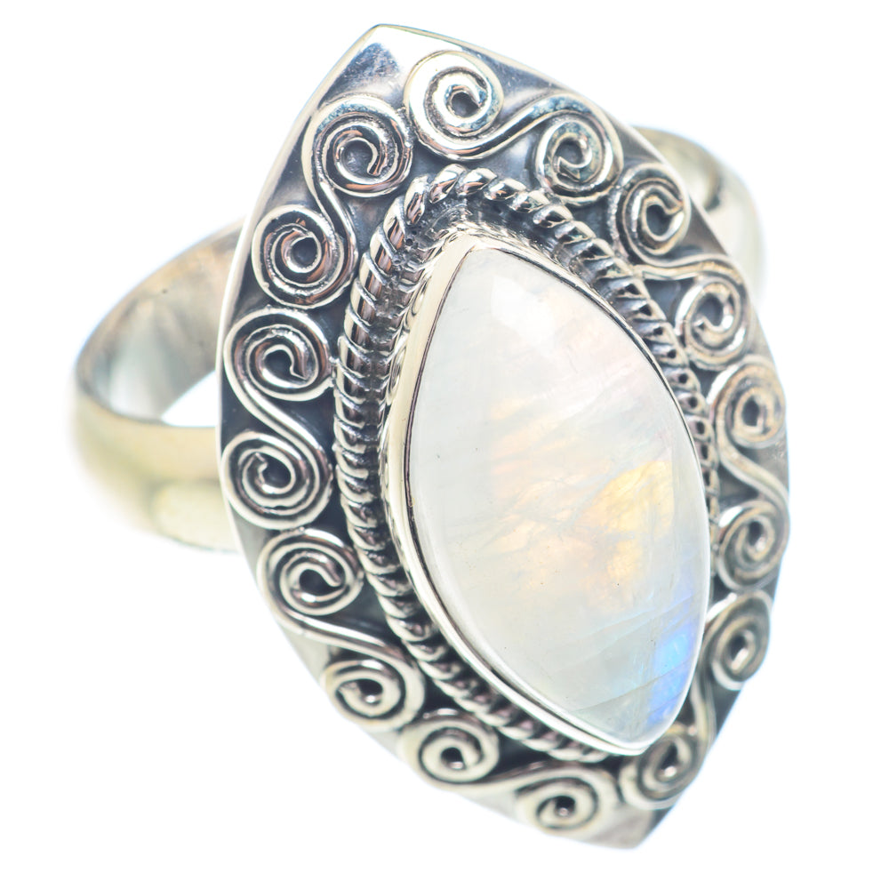 Rainbow Moonstone Rings handcrafted by Anasilvercos - RING71412