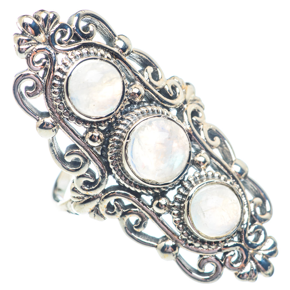 Rainbow Moonstone Rings handcrafted by Anasilvercos - RING71413
