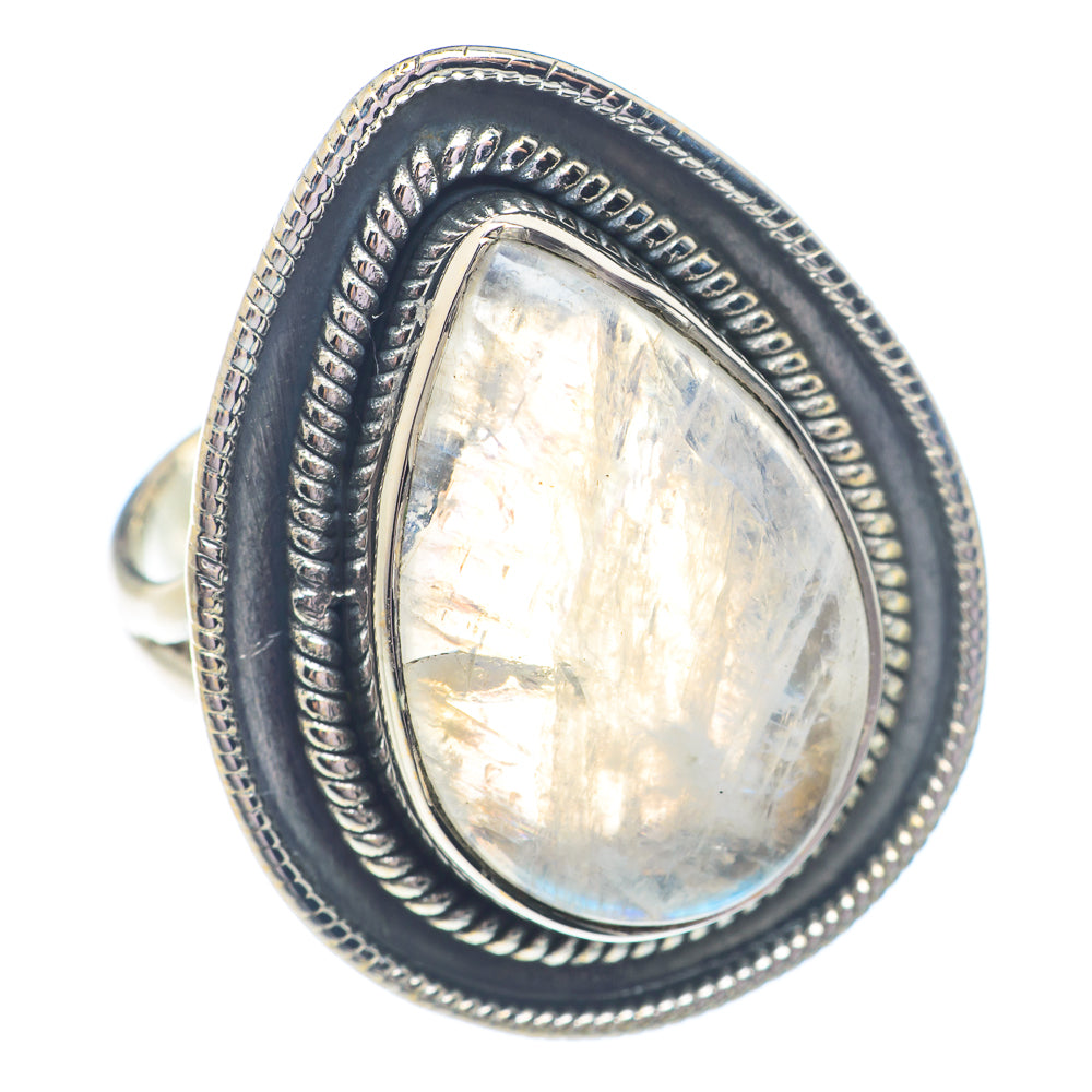 Rainbow Moonstone Rings handcrafted by Anasilvercos - RING71414