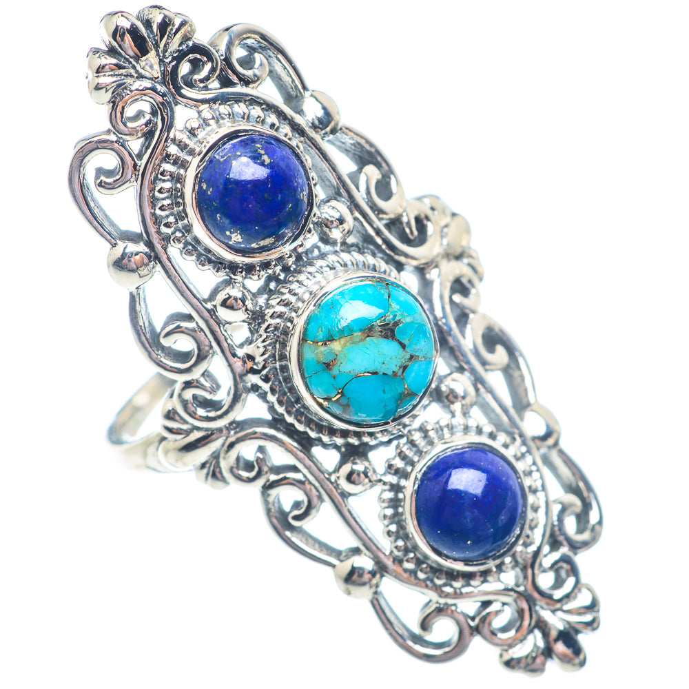 Blue Copper Composite Turquoise Rings handcrafted by Anasilvercos - RING71418