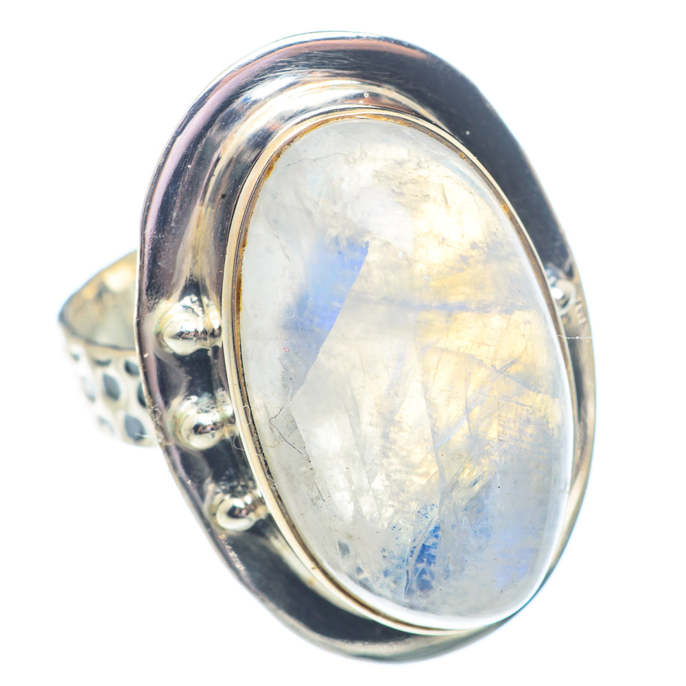 Rainbow Moonstone Rings handcrafted by Anasilvercos - RING71449