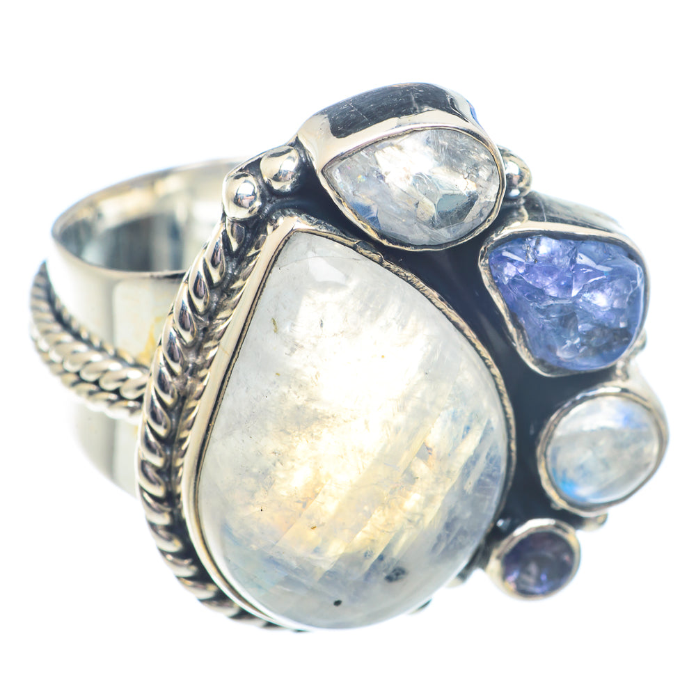Rainbow Moonstone Rings handcrafted by Anasilvercos - RING71450