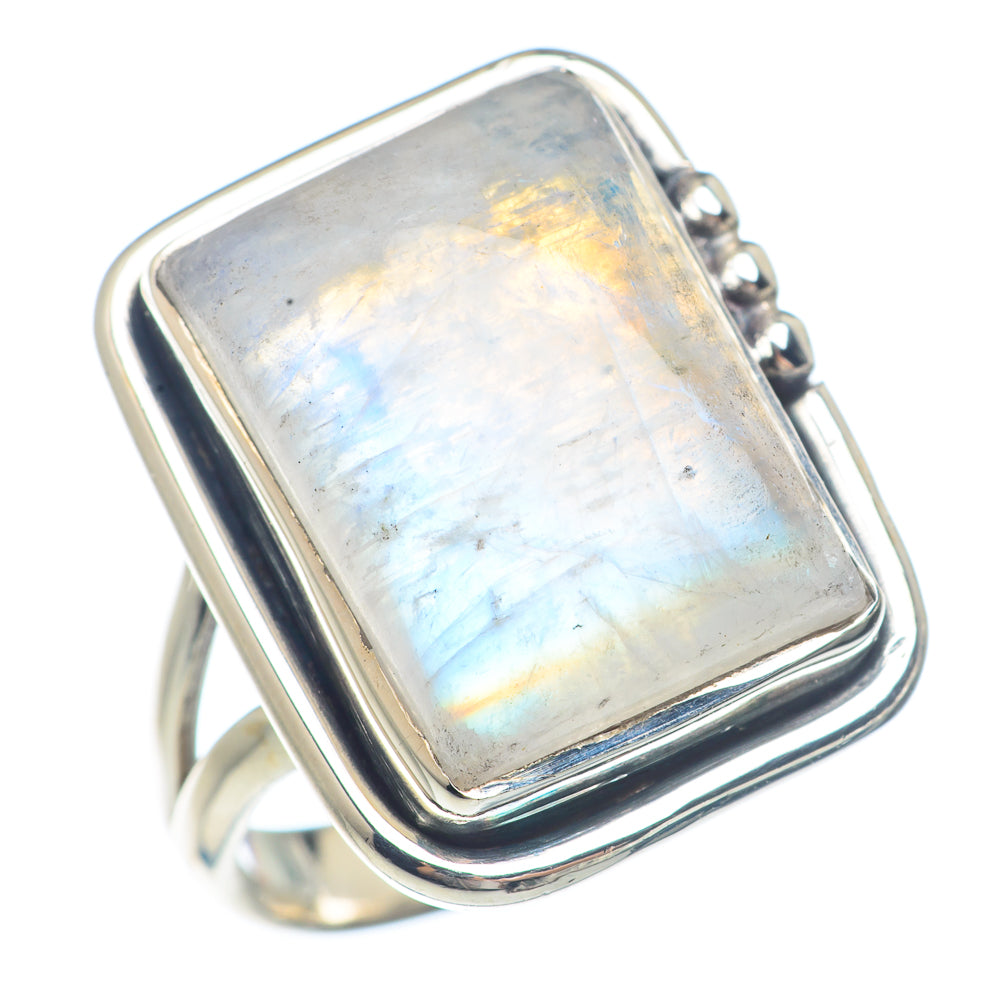 Rainbow Moonstone Rings handcrafted by Anasilvercos - RING71561