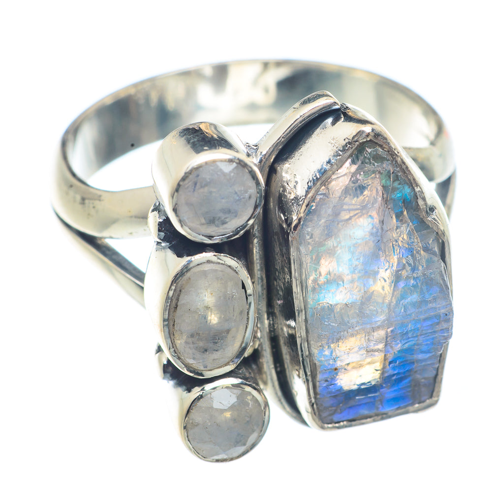 Rainbow Moonstone Rings handcrafted by Anasilvercos - RING71562