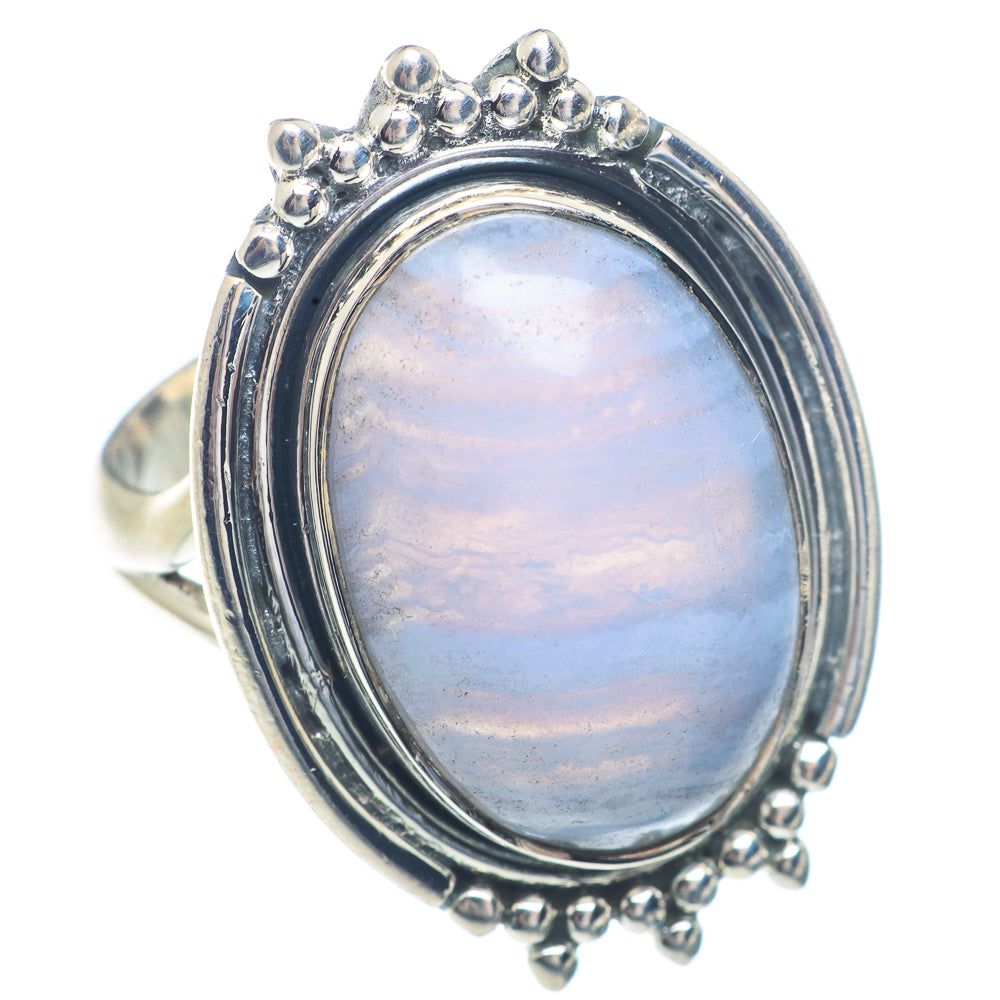 Blue Lace Agate Rings handcrafted by Anasilvercos - RING71565