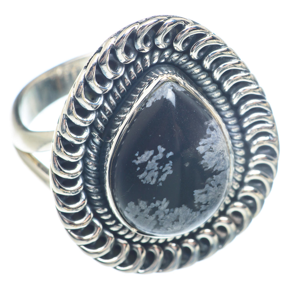 Snowflake Obsidian Rings handcrafted by Anasilvercos - RING71598