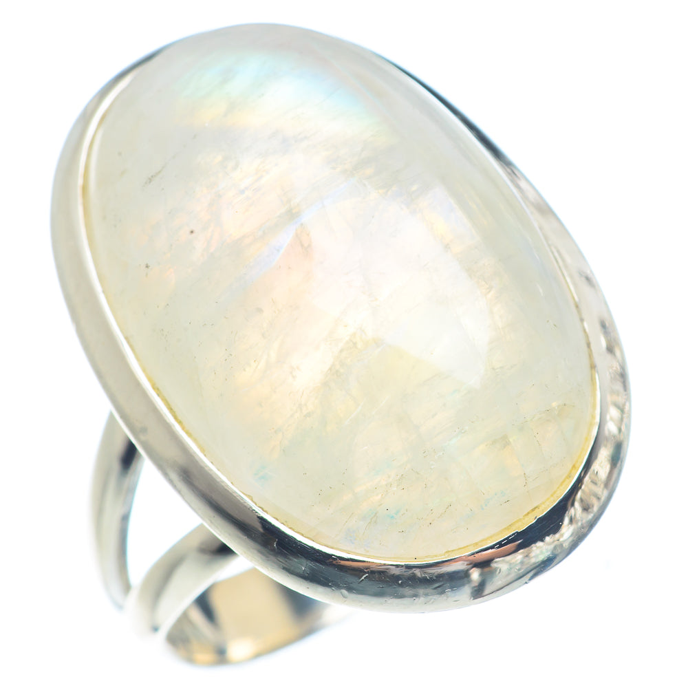 Rainbow Moonstone Rings handcrafted by Anasilvercos - RING71637