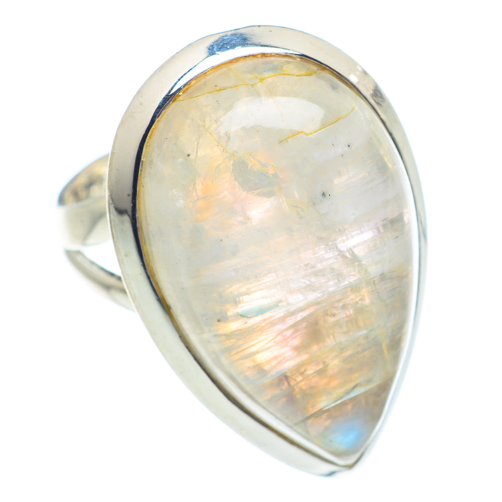 Rainbow Moonstone Rings handcrafted by Anasilvercos - RING71640