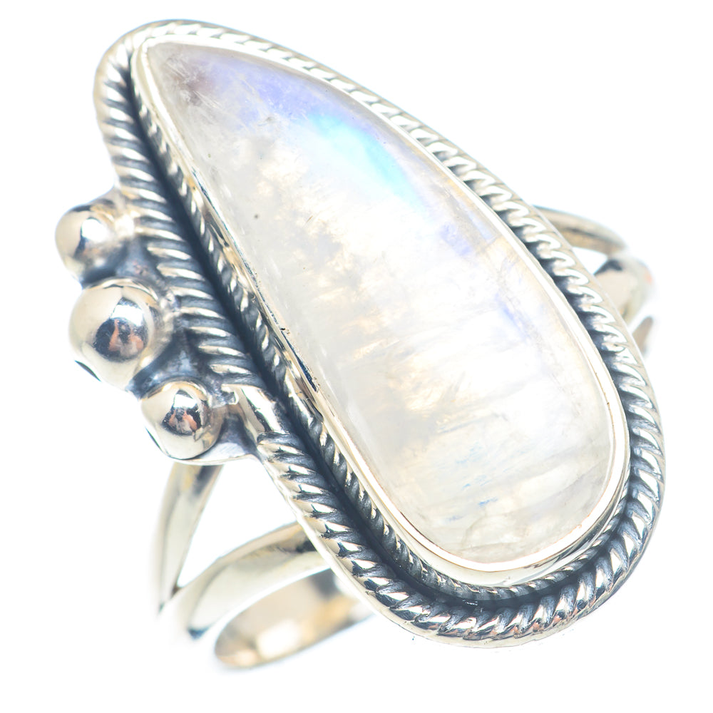 Rainbow Moonstone Rings handcrafted by Anasilvercos - RING71716