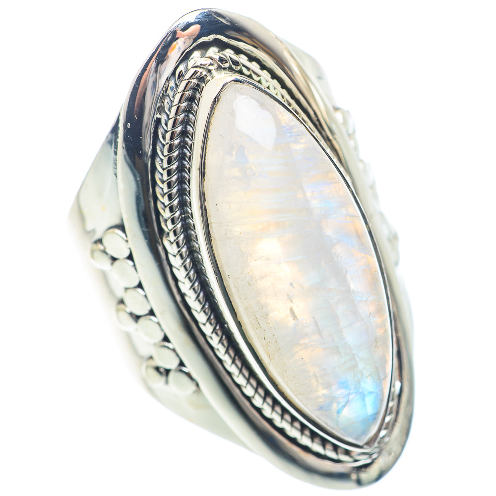 Rainbow Moonstone Rings handcrafted by Anasilvercos - RING71748