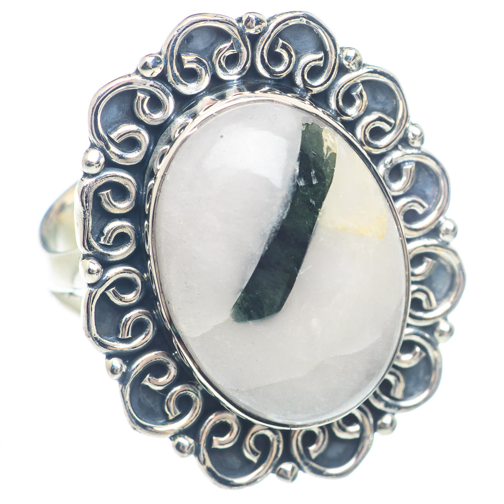 Green Tourmaline In Quartz Rings handcrafted by Anasilvercos - RING71804